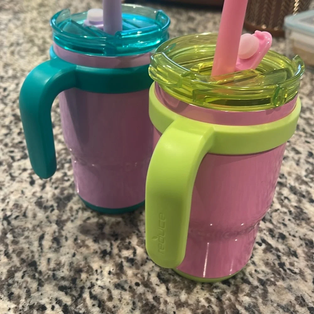 Reduce Coldee 14oz Tumblers with Handles, 2-pack (purple & pink) - Picture 5 of 7